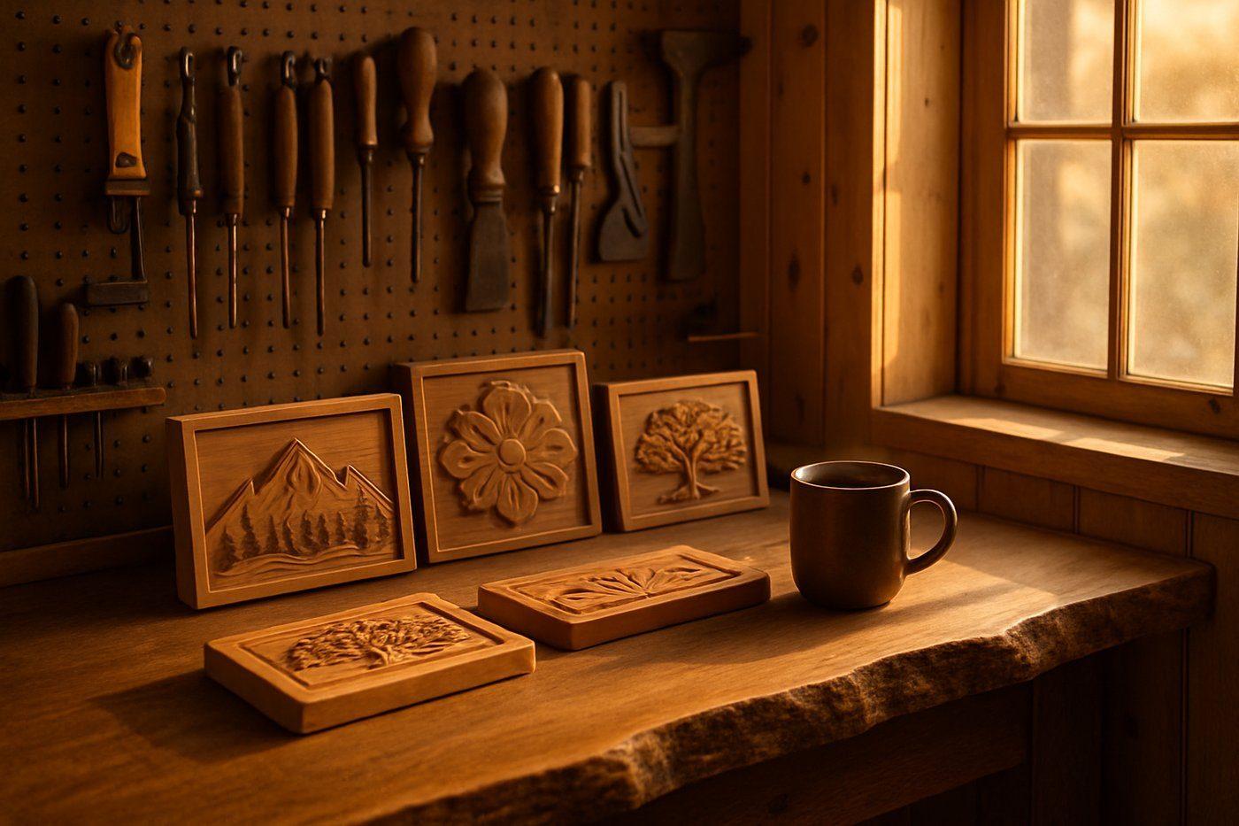 A welcoming corner of the Dieppe, NB workshop with finished signs and tools