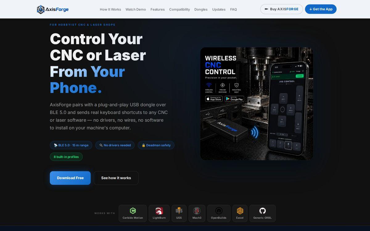 AxisForge CNC jog-control app and pendant