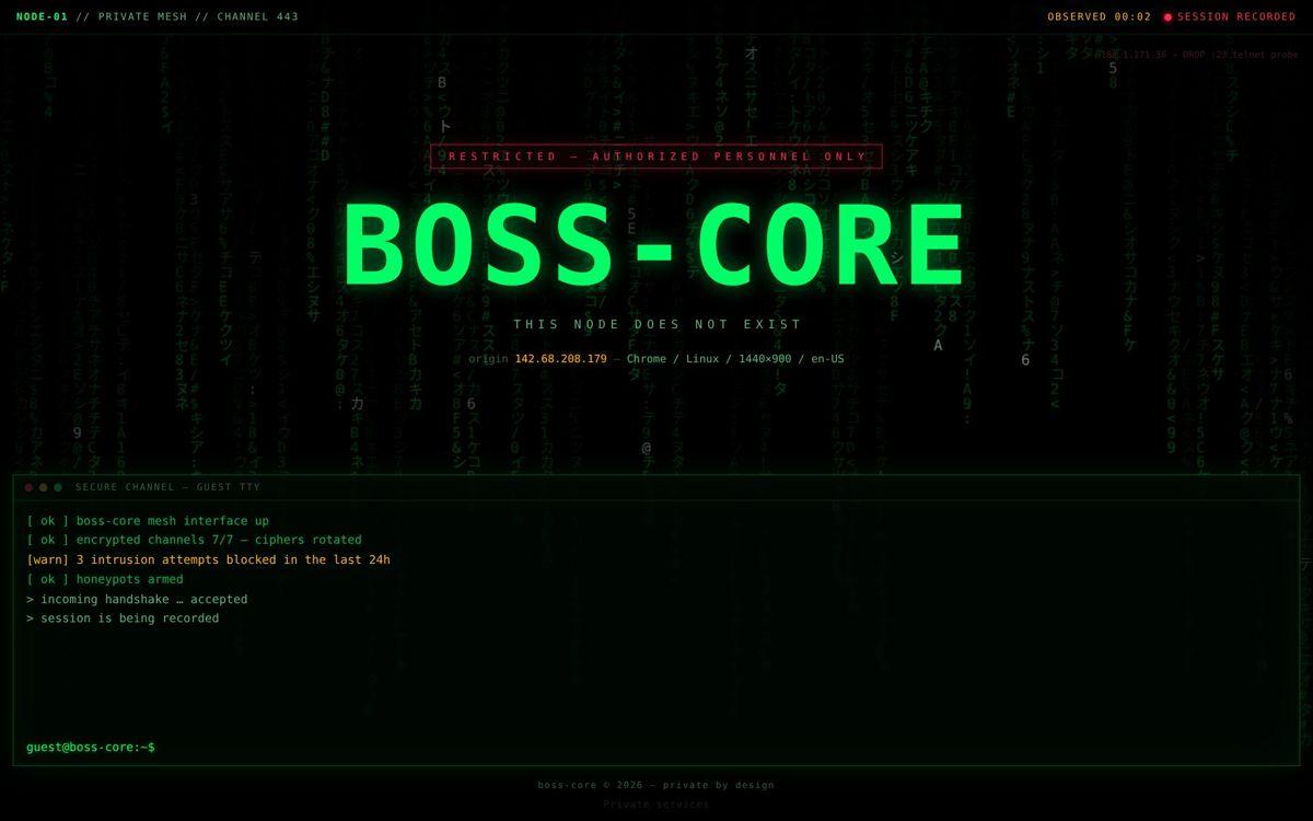 Boss-Core internal server dashboard