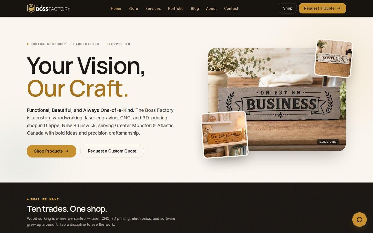 The Boss Factory website homepage