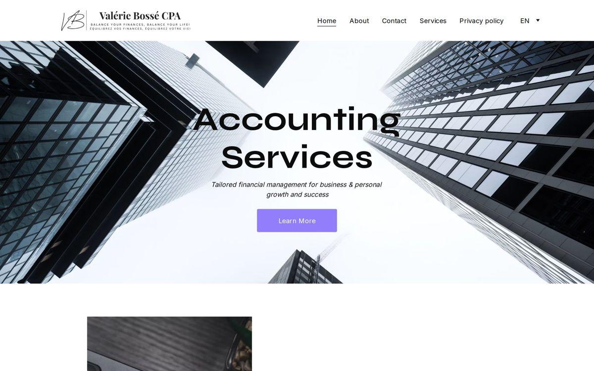 Valérie Bossé CPA website homepage