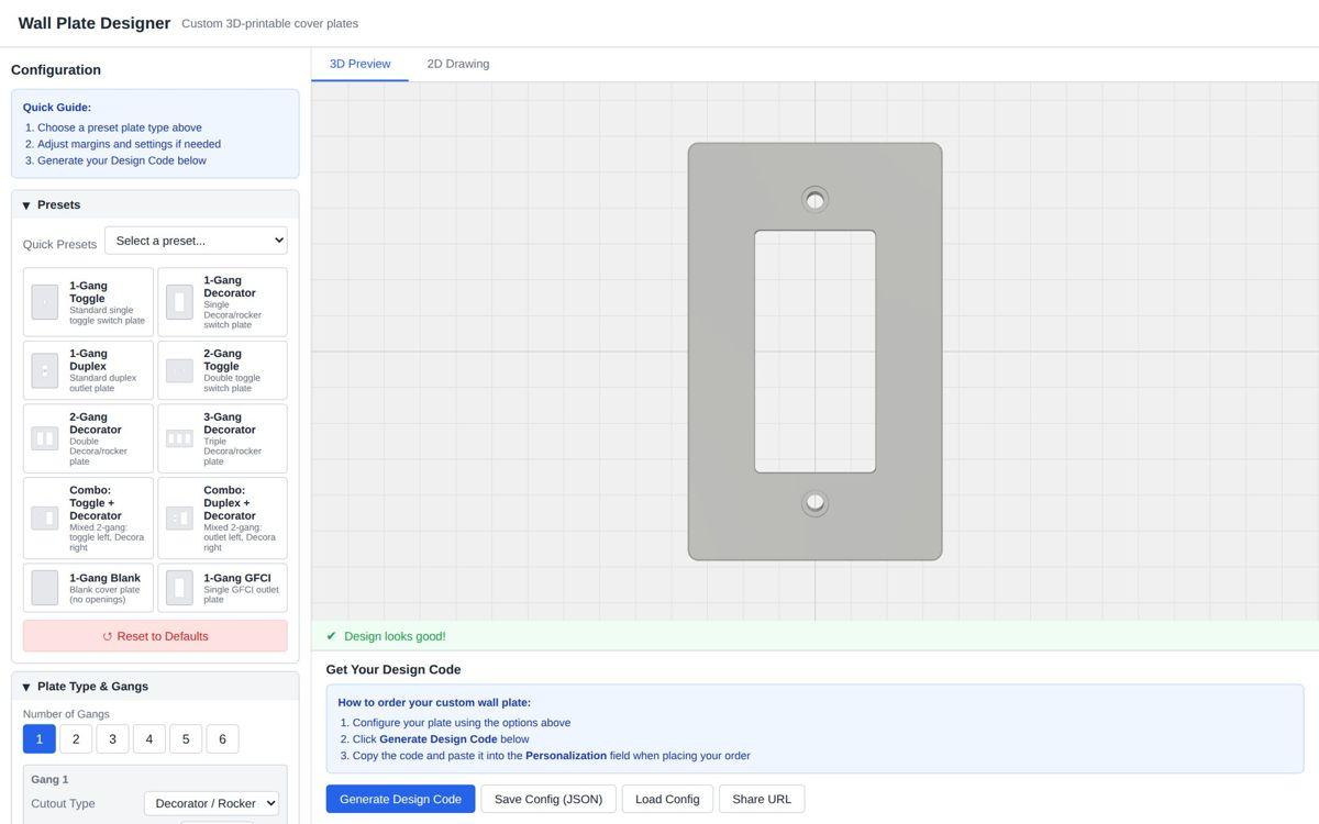 Wall Plate Builder configurator tool