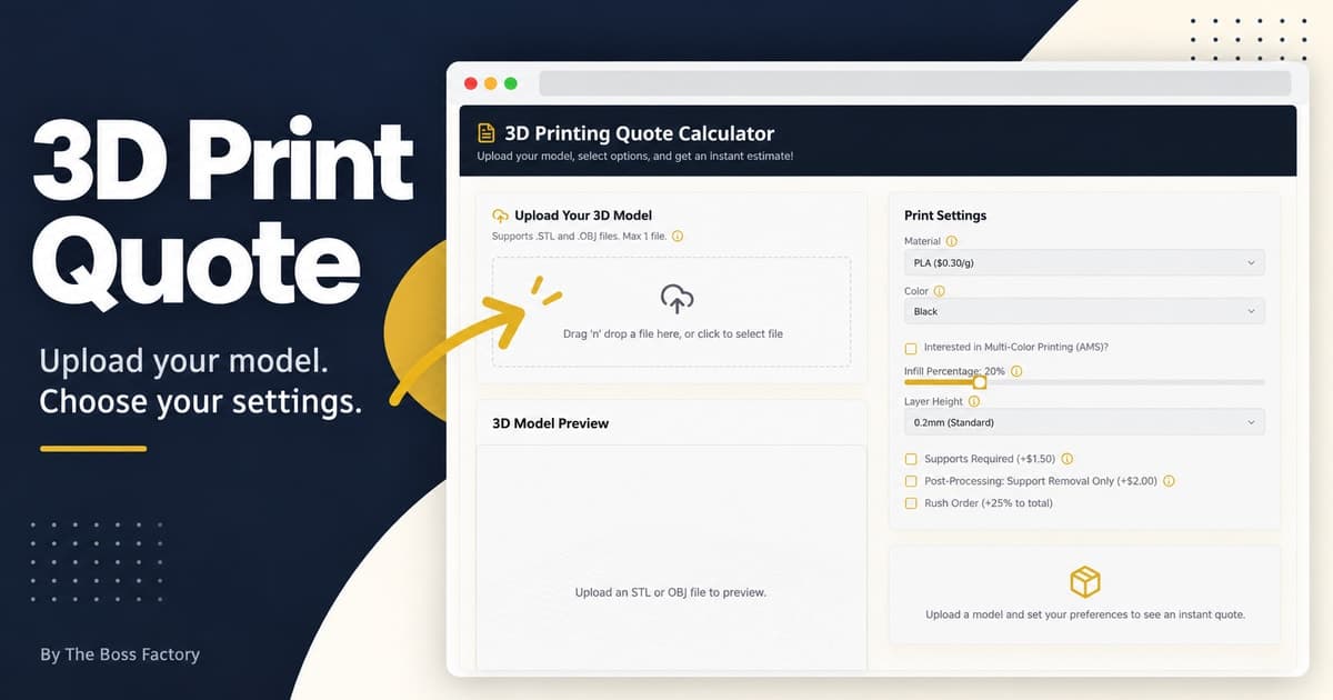 3D Print Quote: Estimez le coût d’une impression 3D